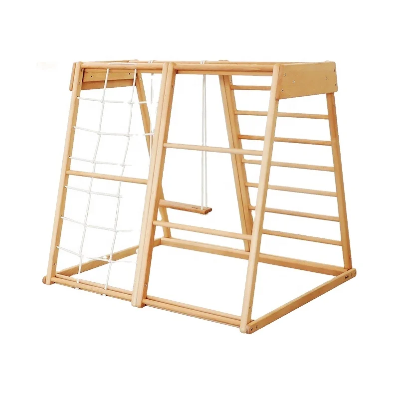 Kids Outdoor Wooden Climbing Frame - Kids Outdoor Rope Ladder Children Wooden