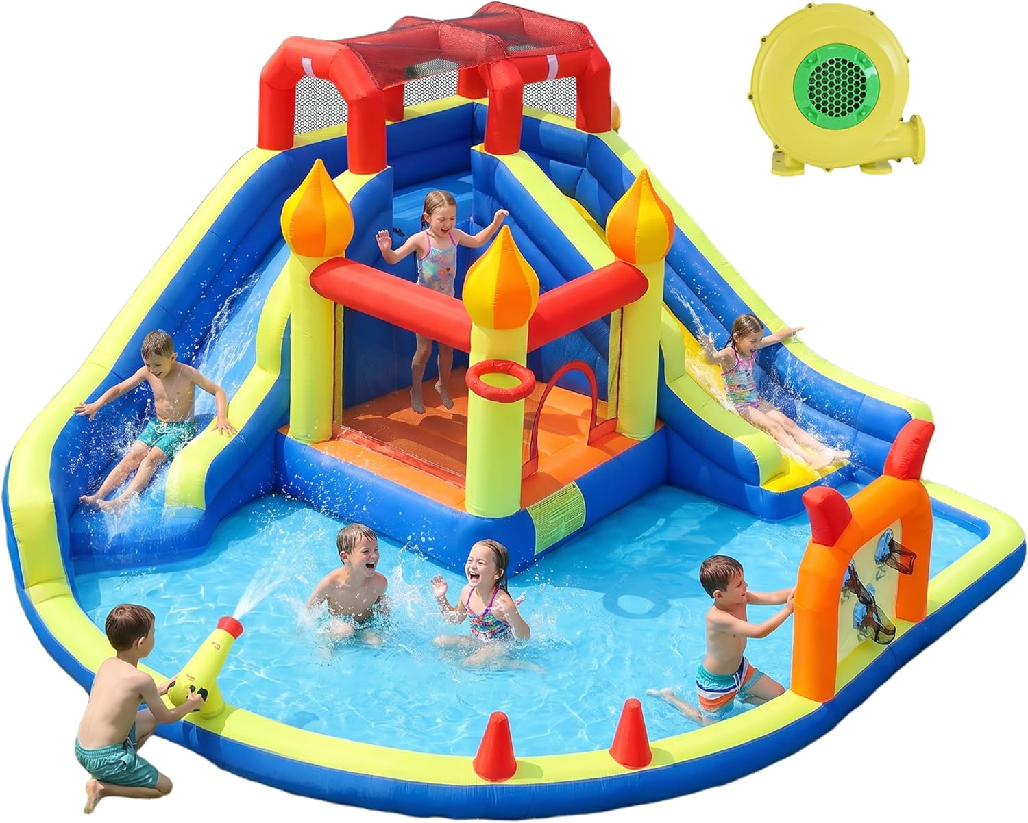 Kids Outdoor Water Slide - Kids Jumping Castle with Two Long