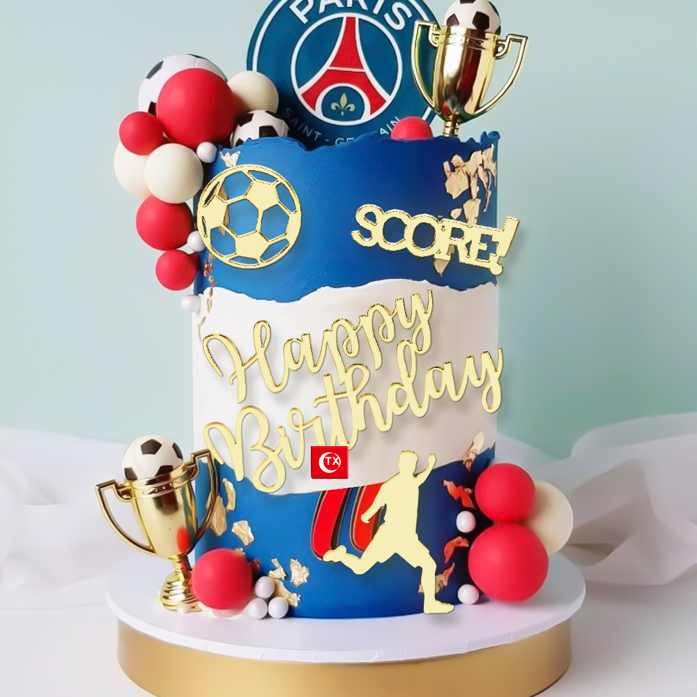 Kids Outdoor Merry Go Round - 1set Gold Acrylic Happy Birthday Cake