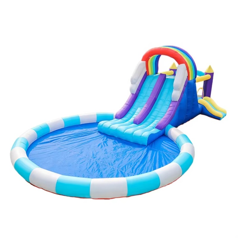 Kids Outdoor Water Slide - Giant Rainbow Inflatable Water Slide for