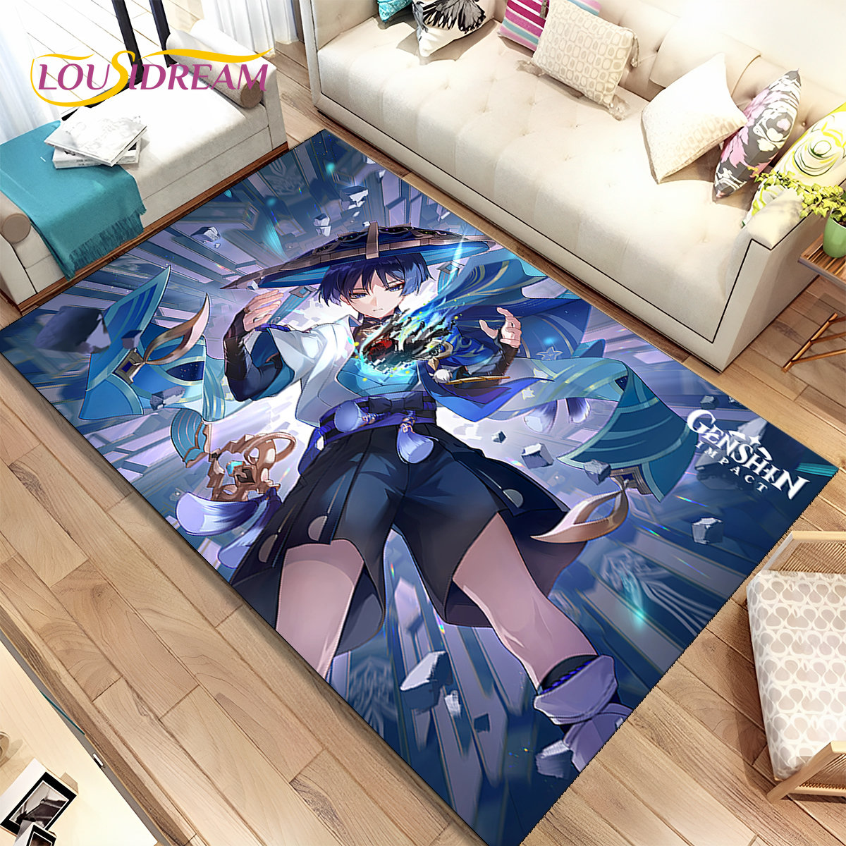 Kids Outdoor Flooring - Genshin Impact Cartoon Game Area Rug,Carpet