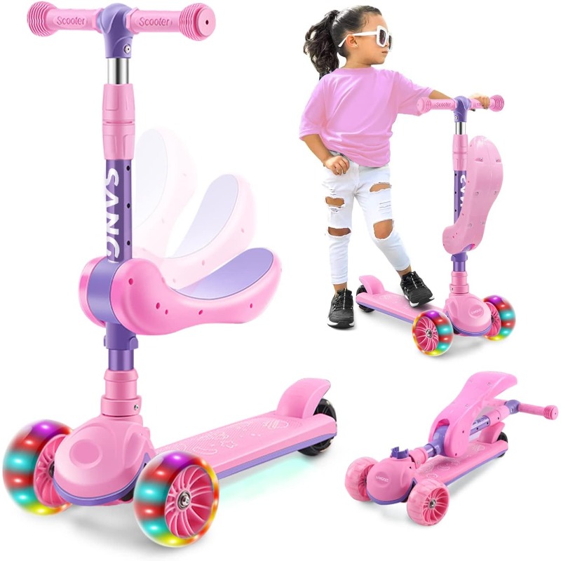 Kids Outdoor Storage - 2-in-1 Kids Kick Scooter with LED