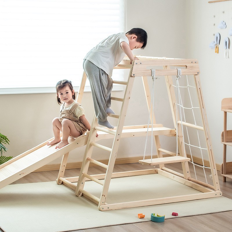 Kids Outdoor Wooden Climbing Frame - Jungle Gym Kids Outdoor Solid Baby