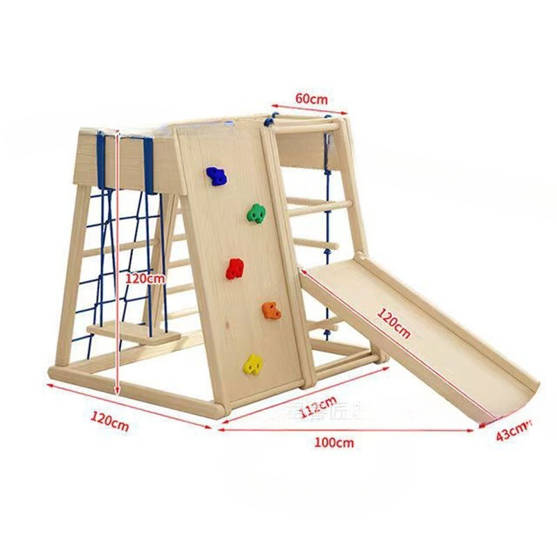 Kids Outdoor Wooden Climbing Frame - Wooden Climbing Frame with Slide and