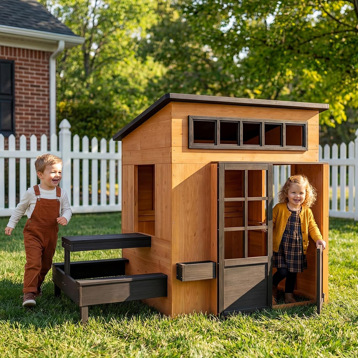 Kids Outdoor House With Kitchen - Nordivale Outdoor Playhouse Modern Fir Wood