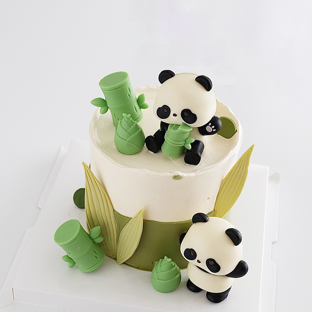 Kids Outdoor Merry Go Round - 1set Cute Panda Cake Toppers Bamboo
