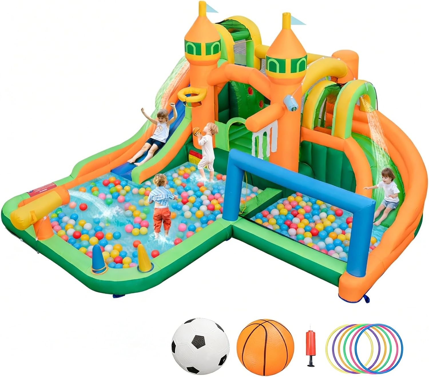 Kids Outdoor Water Slide - 9-in-1 Inflatable Water Park Bounce House