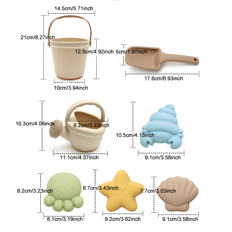 7Pcs Kids Silicone Beach Toys  - Kids Outdoor Storage recension och pris