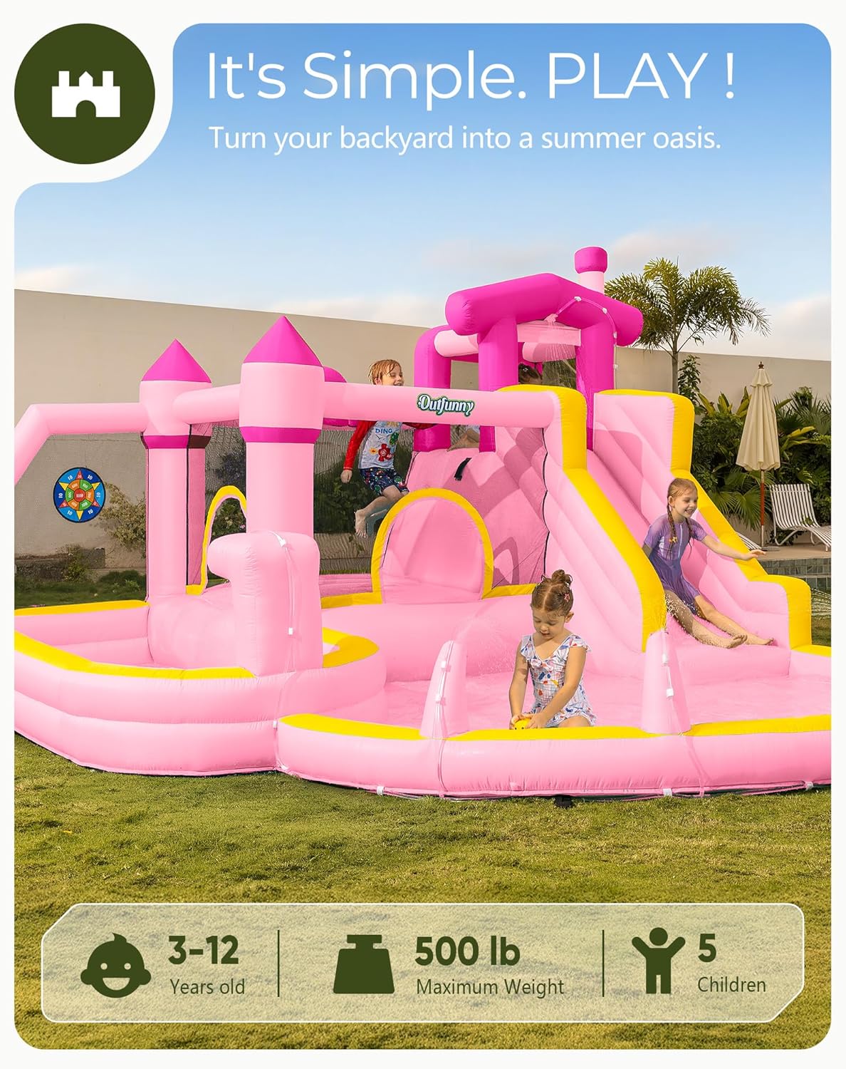 Pink Inflatable Water Slide Bo - Kids Outdoor Water Slide recension och pris