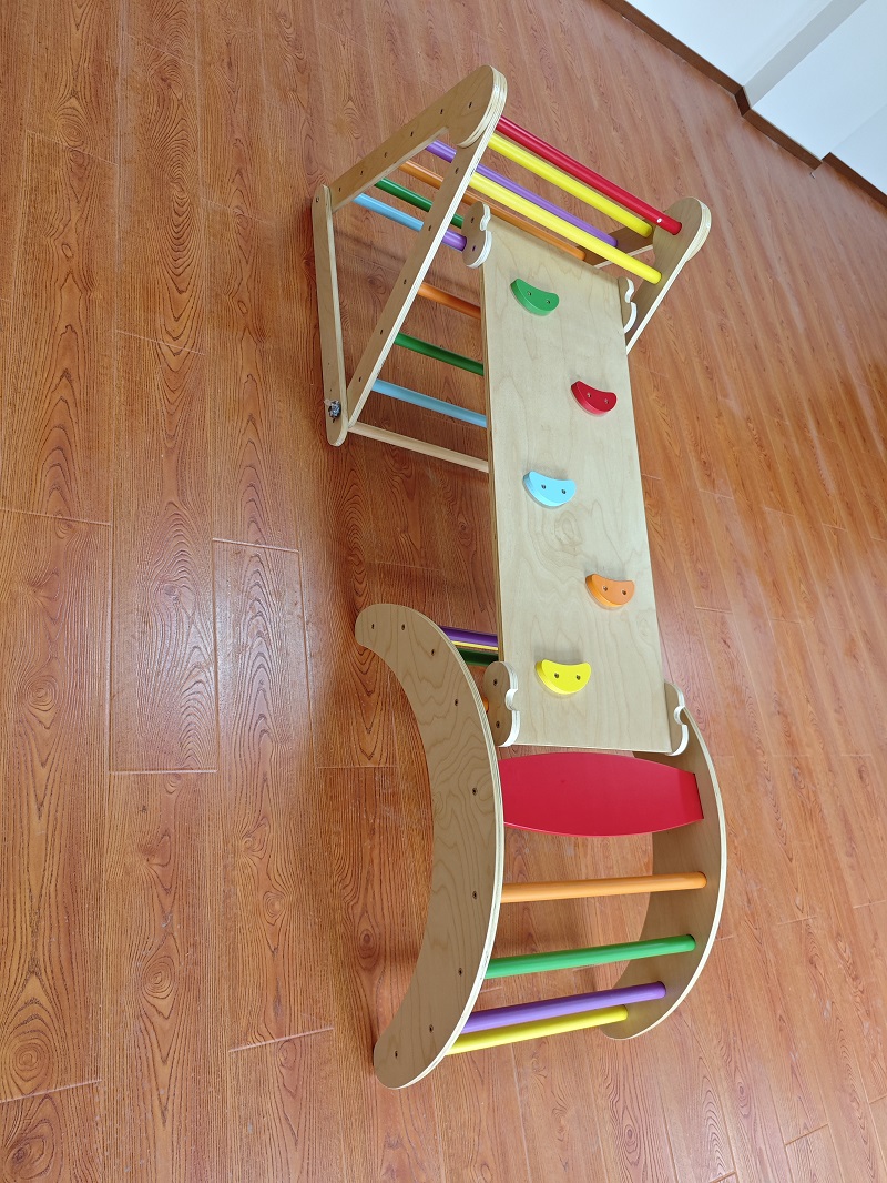 Hot Selling 3-in-1 Montessori  - Kids Outdoor Wooden Climbing Frame recension och pris