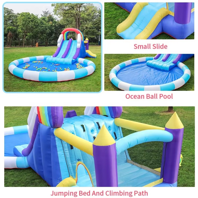 Giant Rainbow Inflatable Water - Kids Outdoor Water Slide recension och pris