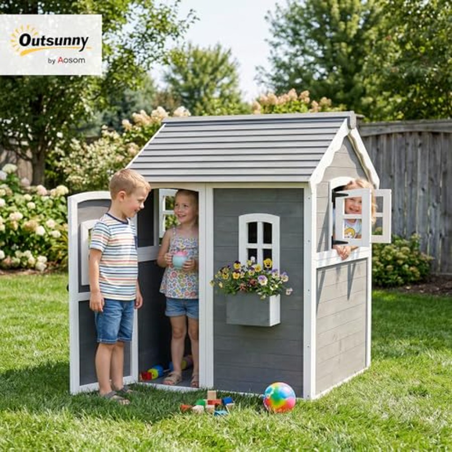 Outdoor wooden playhouse for k - Kids Outdoor Flooring recension och pris