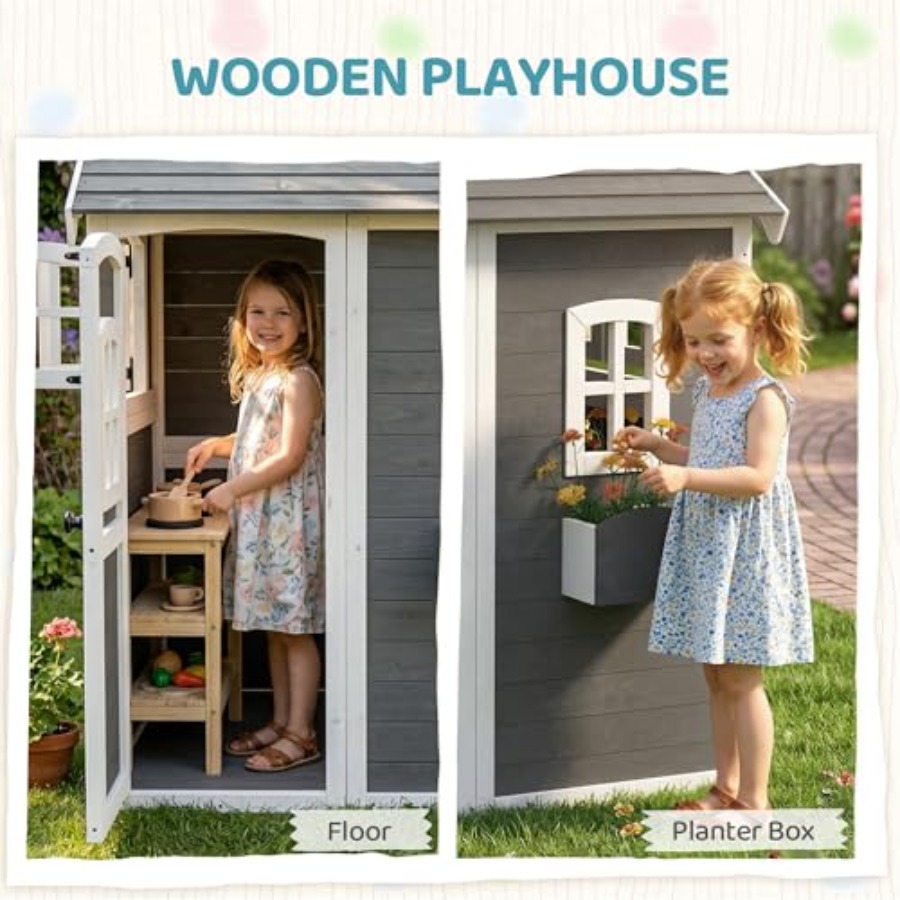 Outdoor wooden playhouse for k - Kids Outdoor Flooring recension och pris