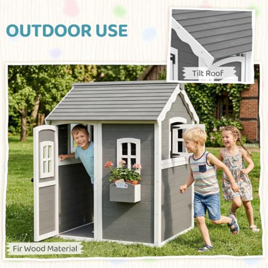 Outdoor wooden playhouse for k - Kids Outdoor Flooring recension och pris