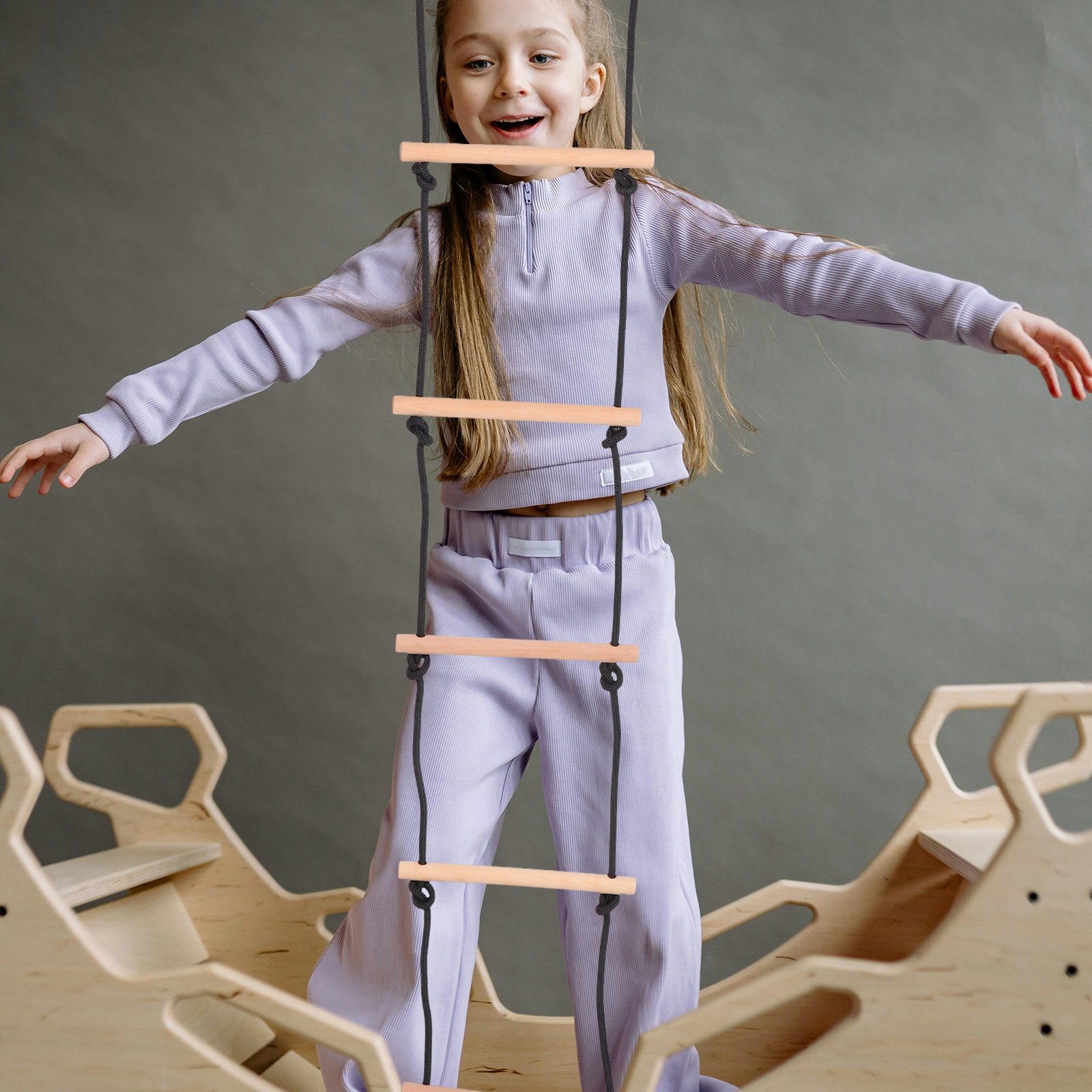 1Set Wooden Rope Ladder for Ch - Kids Outdoor Wooden Climbing Frame recension och pris