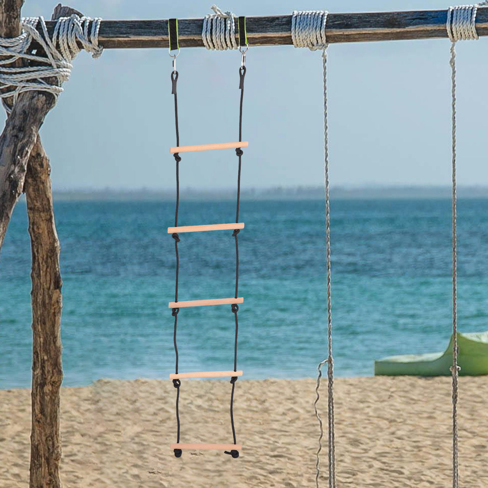 1Set Wooden Rope Ladder for Ch - Kids Outdoor Wooden Climbing Frame recension och pris