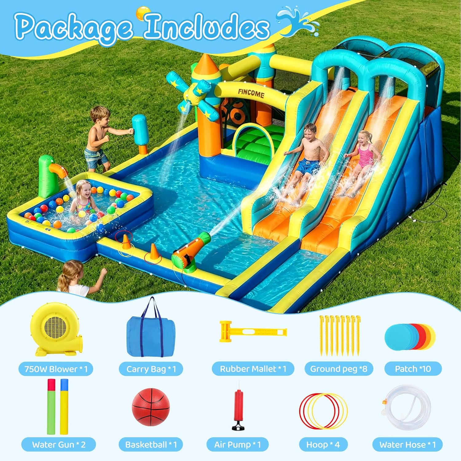 10-in-1 Inflatable Bouncy Cast - Kids Outdoor Water Slide recension och pris