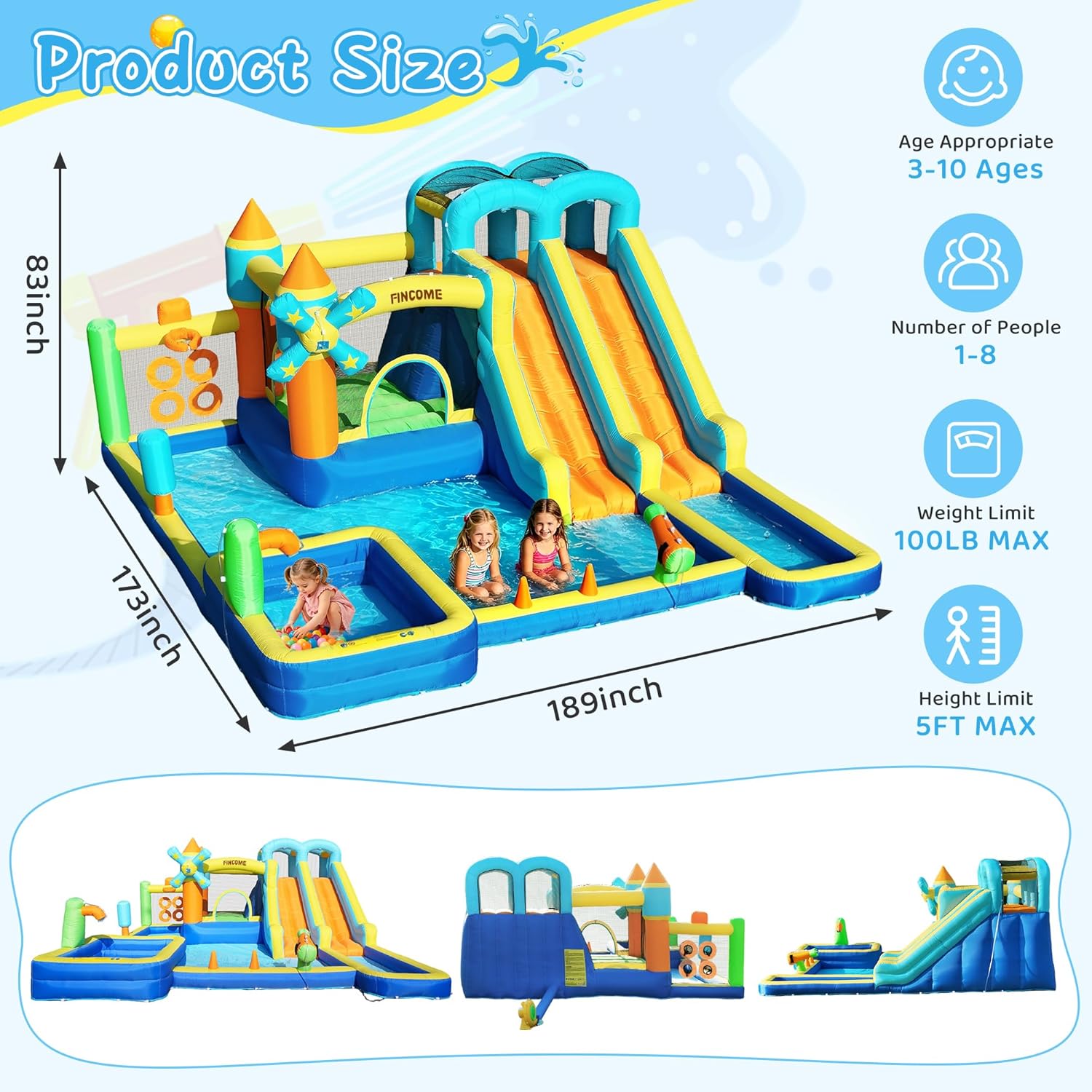 10-in-1 Inflatable Bouncy Cast - Kids Outdoor Water Slide recension och pris