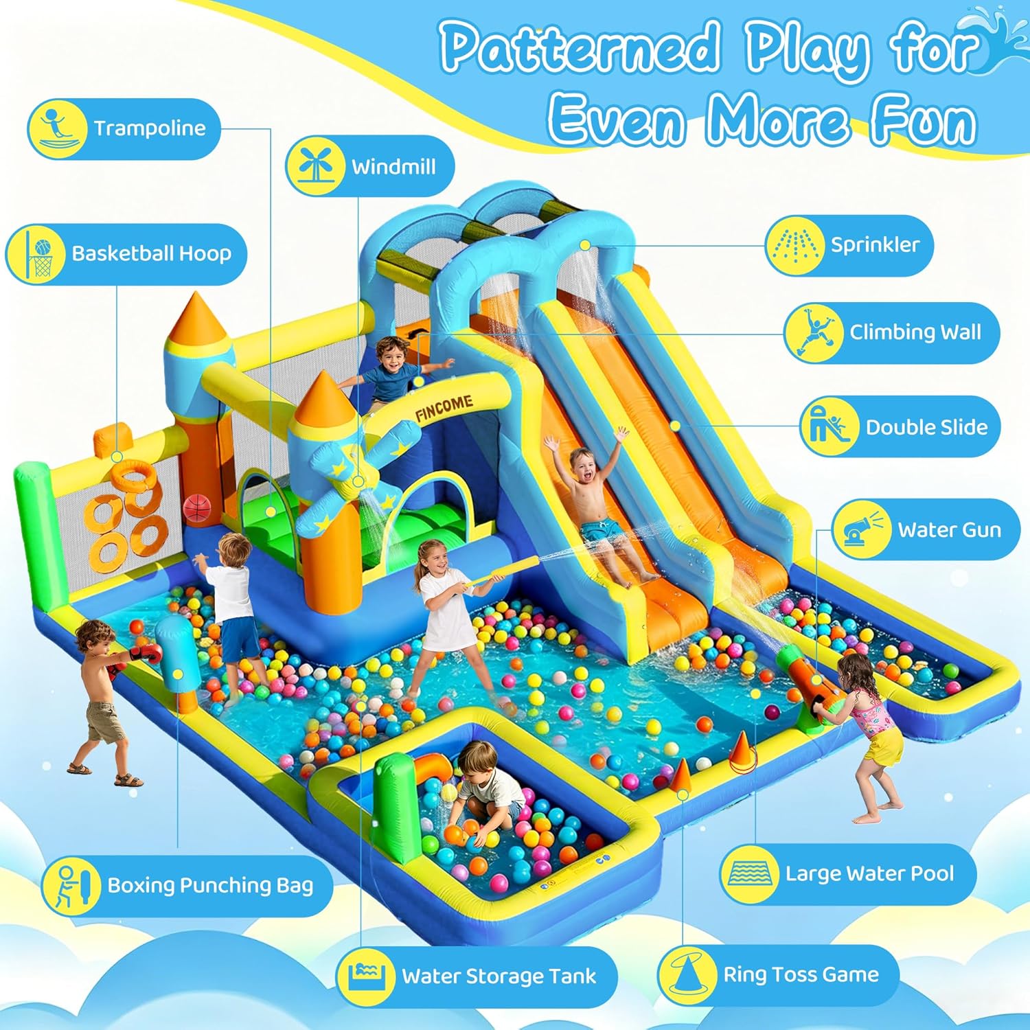 10-in-1 Inflatable Bouncy Cast - Kids Outdoor Water Slide recension och pris