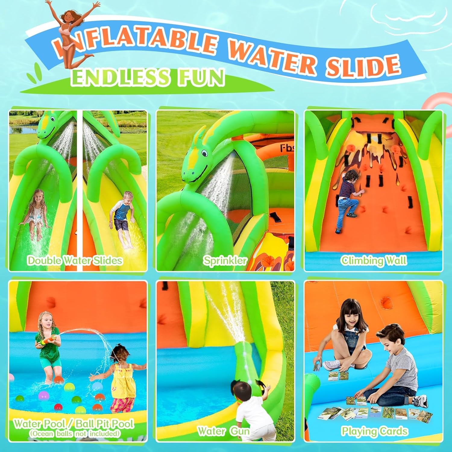 Kids Inflatable Bounce House w - Kids Outdoor Water Slide recension och pris