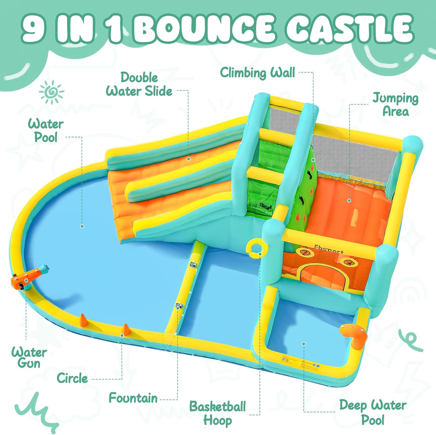 Double Slide Inflatable Water  - Kids Outdoor Water Slide recension och pris