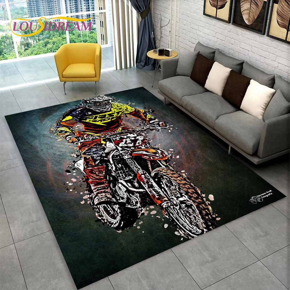 3D Motorcycle Racing Area Rug  - Kids Outdoor Play Area recension och pris