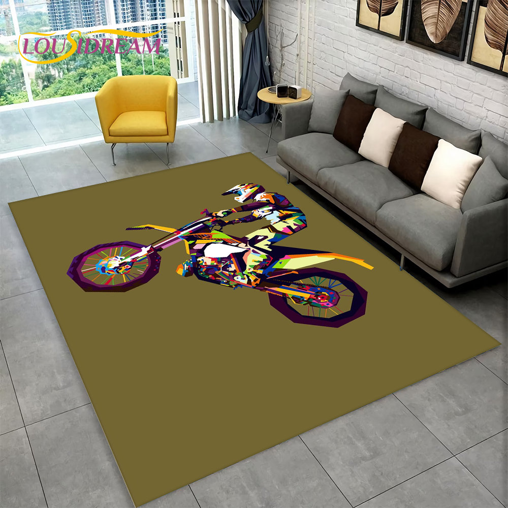 3D Motorcycle Racing Area Rug  - Kids Outdoor Play Area recension och pris