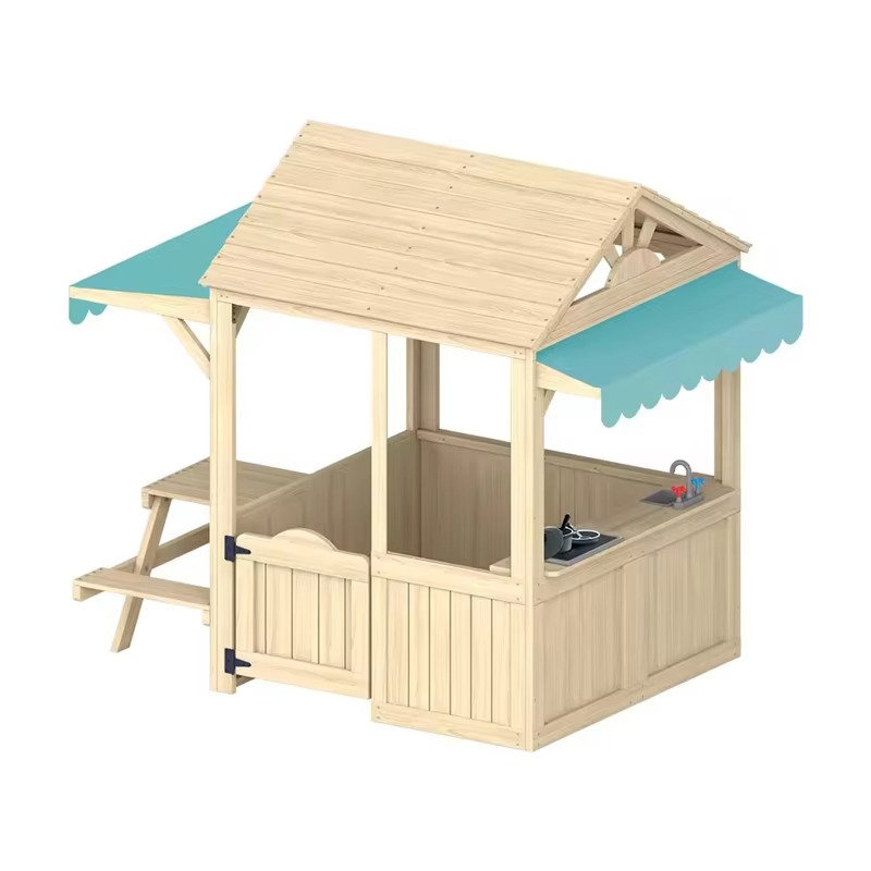Wood Kids Play House Wooden Ch - Kids Outdoor House With Kitchen recension och pris