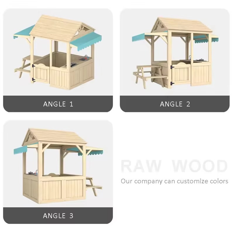 Wood Kids Play House Wooden Ch - Kids Outdoor House With Kitchen recension och pris