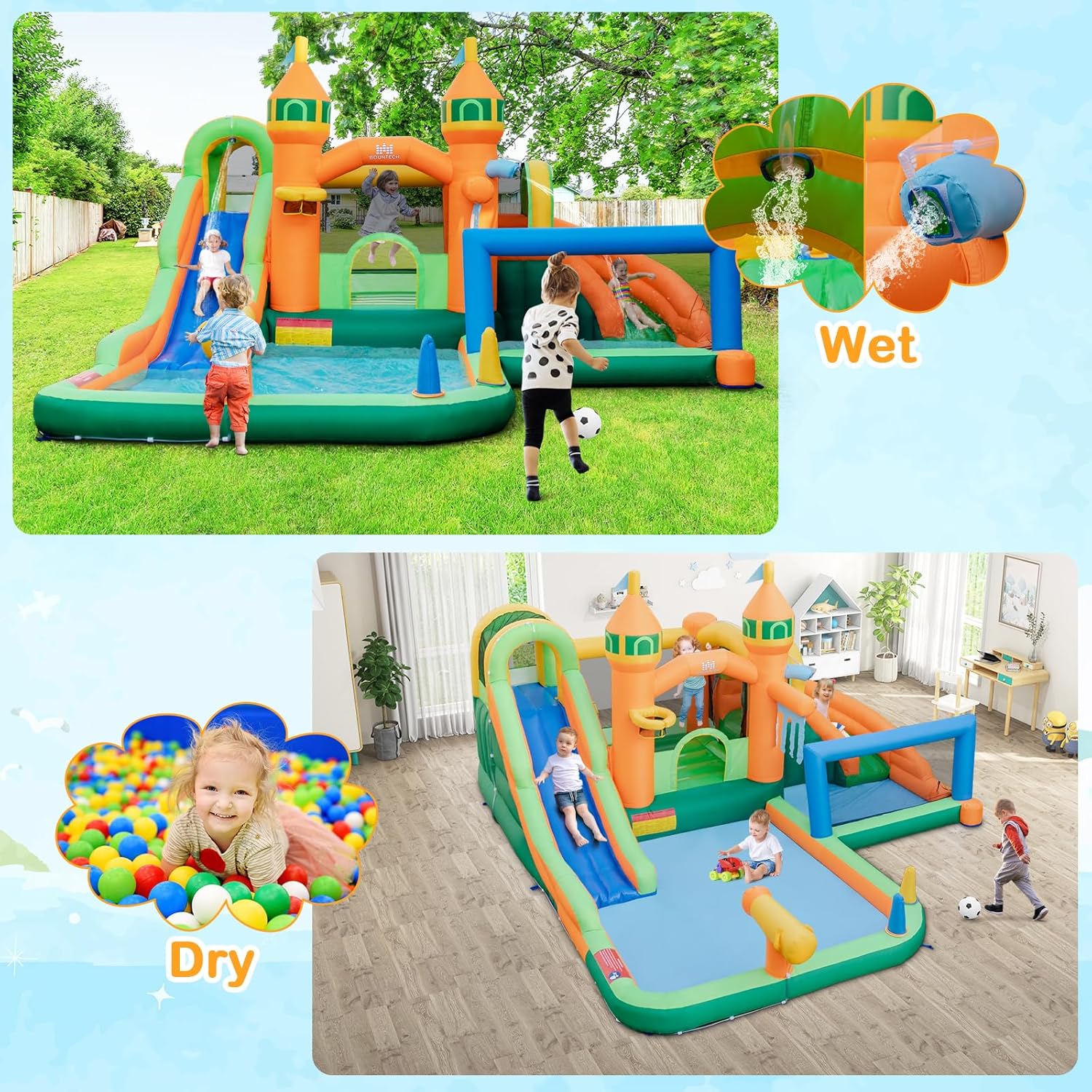 9-in-1 Inflatable Water Park B - Kids Outdoor Water Slide recension och pris