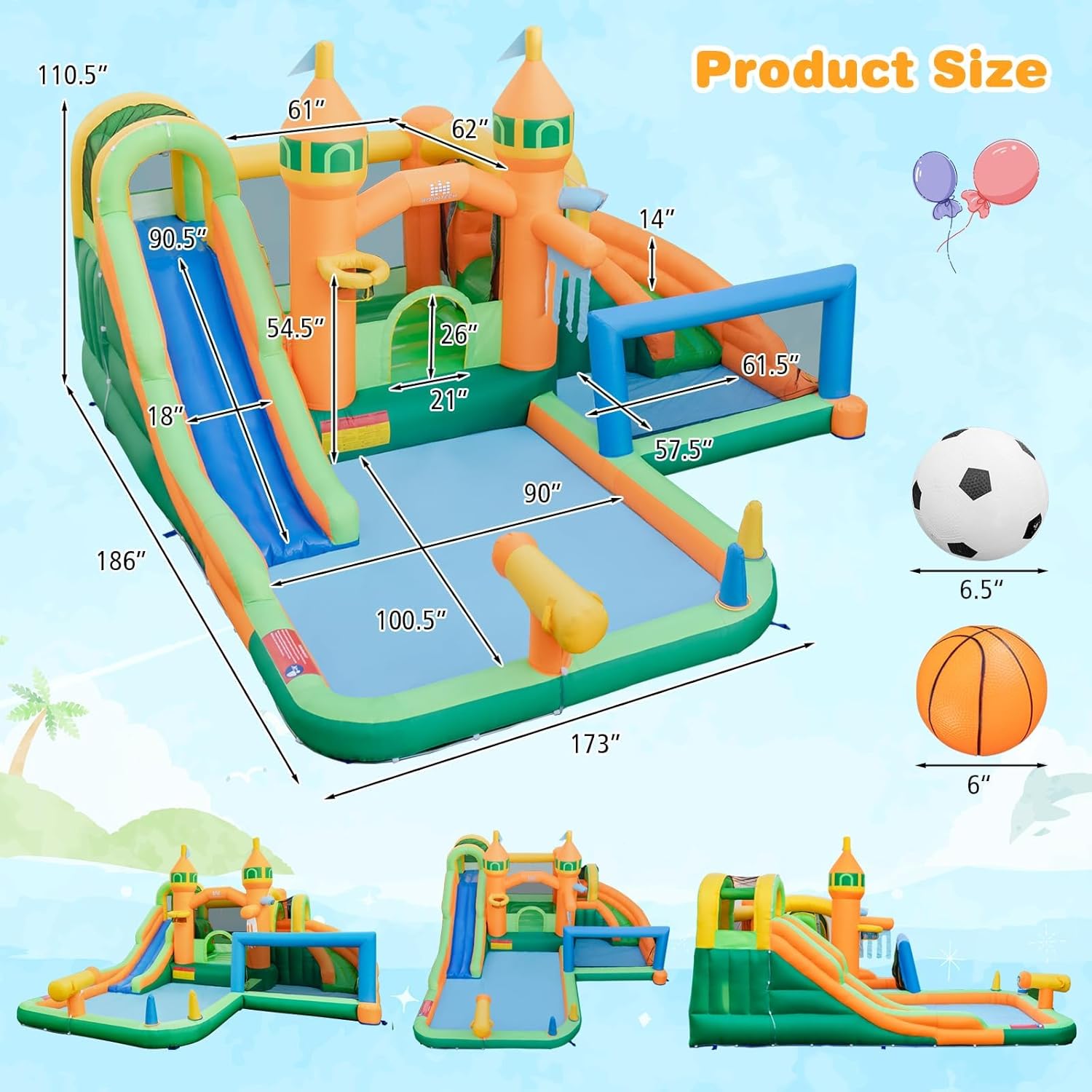 9-in-1 Inflatable Water Park B - Kids Outdoor Water Slide recension och pris