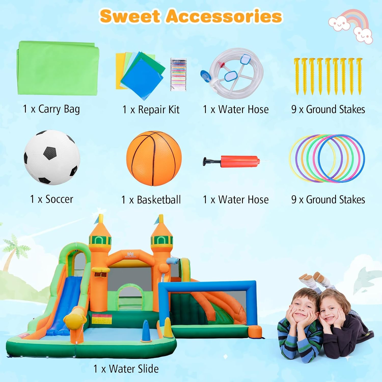 9-in-1 Inflatable Water Park B - Kids Outdoor Water Slide recension och pris