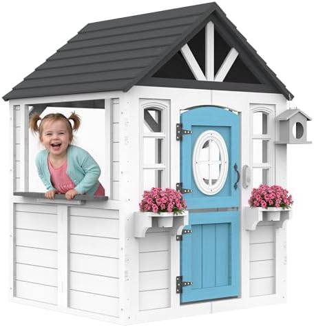 Wooden Kids Playhouse with Kit - Kids Outdoor House With Kitchen recension och pris