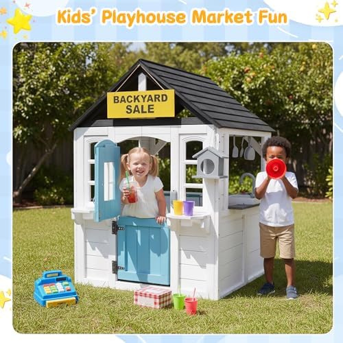 Wooden Kids Playhouse with Kit - Kids Outdoor House With Kitchen recension och pris