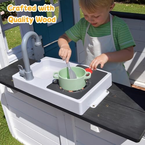 Wooden Kids Playhouse with Kit - Kids Outdoor House With Kitchen recension och pris